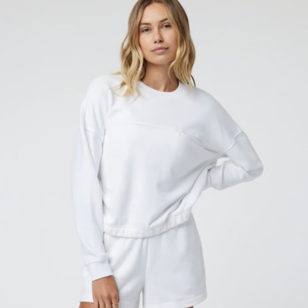 Vuori Women’s Sedona Sport Crew Sweatshirt Shade White Size L Retail $128.00